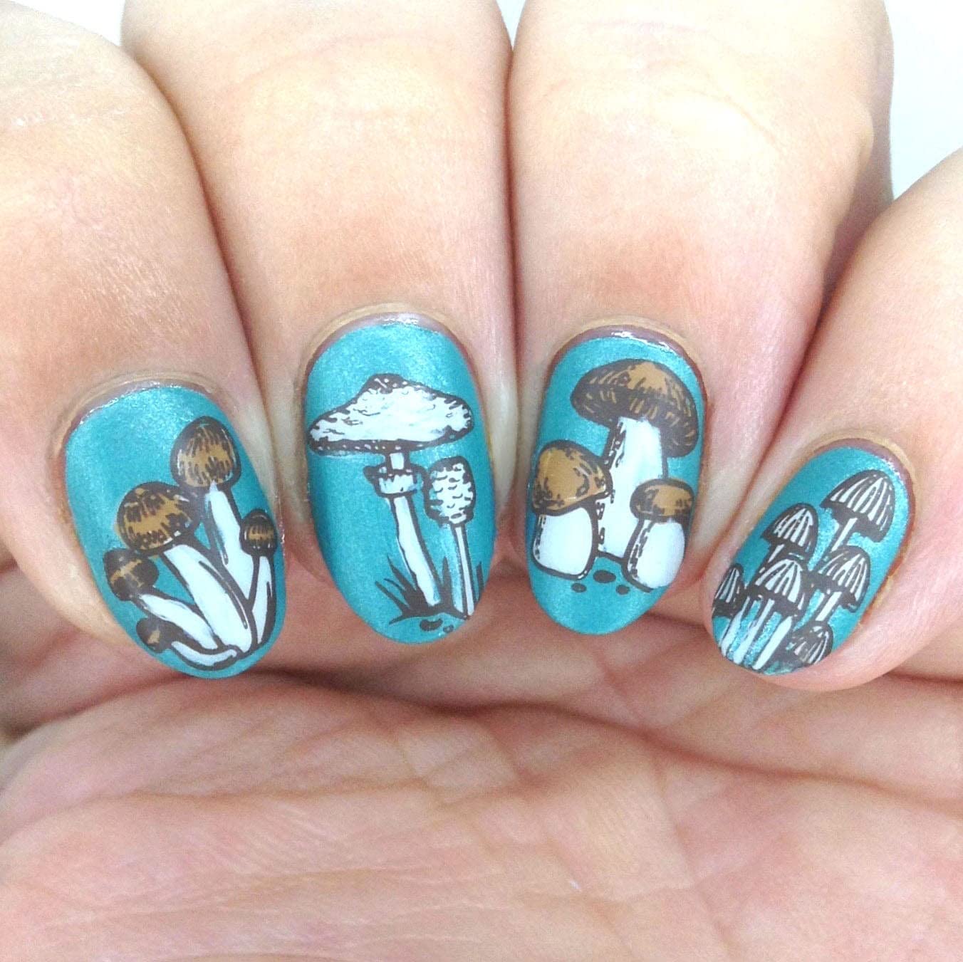 Maniology Magic Mushrooms Nail Stamping Plate | Mushroom Fungi Forests Snails Nail Designs Manicure - Reusable, Rectangular, Stainless Steel Nail Art Template-Velvo Beauty