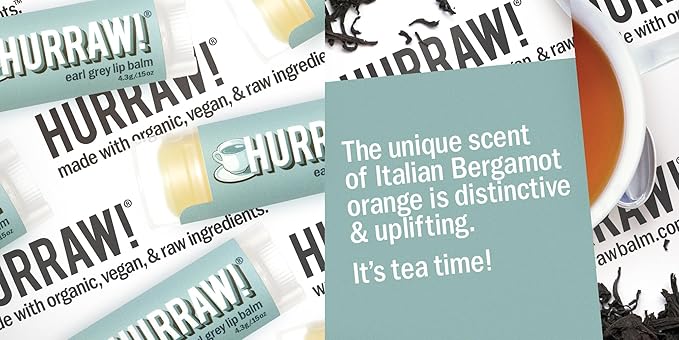 Hurraw! Earl Grey Lip Balm: Organic, Certified Vegan, Cruelty and Gluten Free. Non-GMO, 100% Natural Ingredients. Bee, Shea, Soy and Palm Free. Made in USA-Velvo Beauty