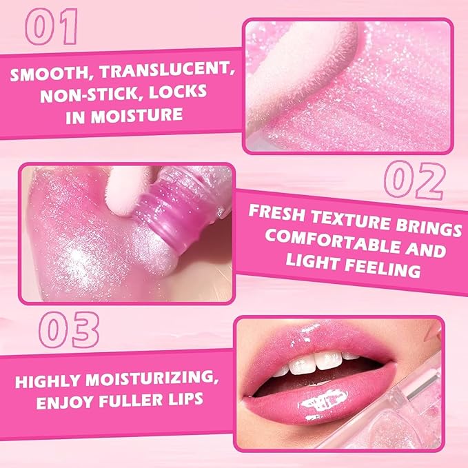 2PCS/Set MILEMEI Color Changing Lip Oil Magic Moisturizing, Big Brush Plumping Lip Oil, Plumping Glimmer Glow-Velvo Beauty