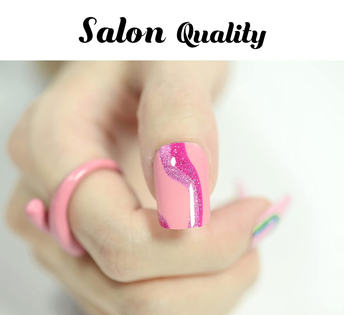 Nail Polish Strips, 32PCS Salon Quality Wraps, Long Lasting Gel Nail Stickers for Women Easy Apply& Remove (Bubble Gum Dark Pink)-Velvo Beauty