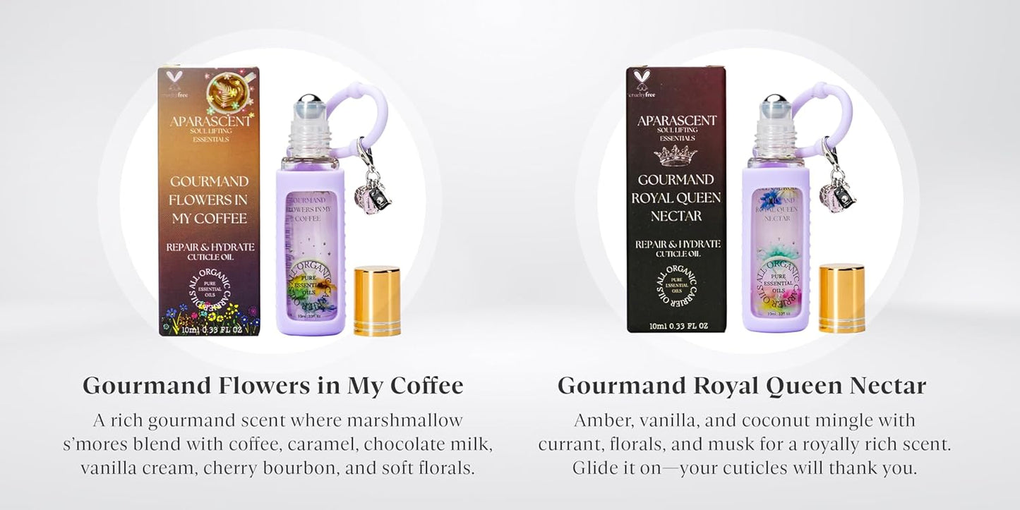 Gourmand Flowers in My Coffee Organic Nail Cuticle Oil Pen with Jojoba, Coconut MCT, and Rosehip for Nail Hydration, Growth & Strength, Travel Size Keychain(0.34 Fl Oz)-Velvo Beauty