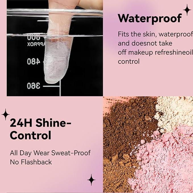 Loose Face Powder Setting Powder, Shimmer Glitter Loose Powder, Matte Finishing Powder Shine, Waterproof, Oil Control, Lightweight Face Powder Makeup for All Skin Tones (Dark Complexion Shimmer)-Velvo Beauty