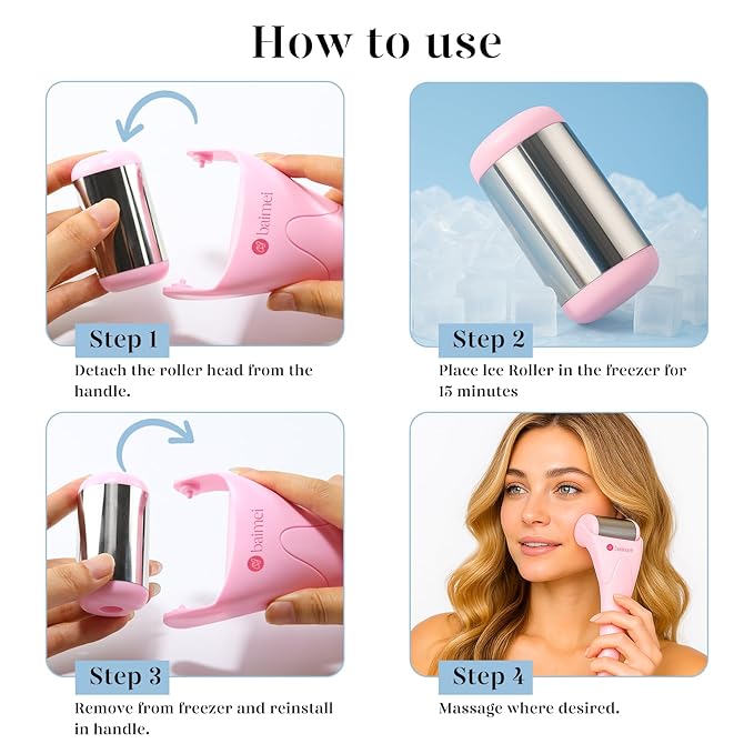 BAIMEI Stainless Steel Ice Roller for Face & Gua Sha Facial Tools, Soothes Puffiness, Relieves Pain, Self - Care Gift for Women-Velvo Beauty
