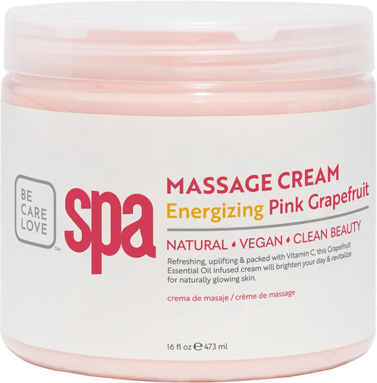 BCL SPA Massage Cream - Body Lotion & Body Cream with Organic Pink Grapefruit, Shea Butter, Aloe Vera, Vitamin E, Argan, and Almond Oils - Nourish & Revitalize skin. Home/Professional use 16 fl oz-Velvo Beauty
