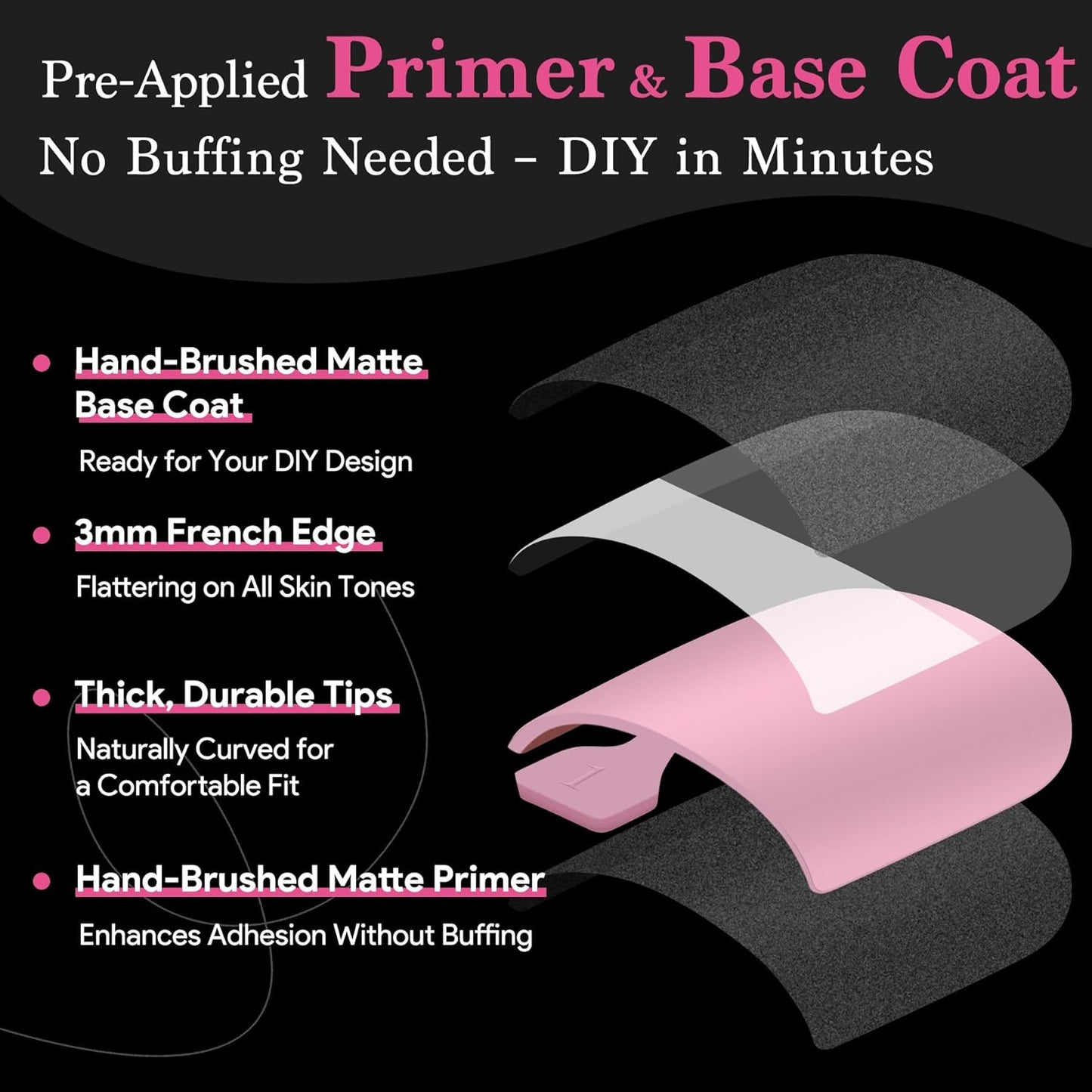 Press On Toenails for Women French Tips, Sharp Square Pre-applied Primer & Base Coat Toe Nail Press Ons Baby Pink Full Cover Fake Tips Extension 15 Sizes 270 Pcs, Builder Nail Gel & Top Coat Required-Velvo Beauty