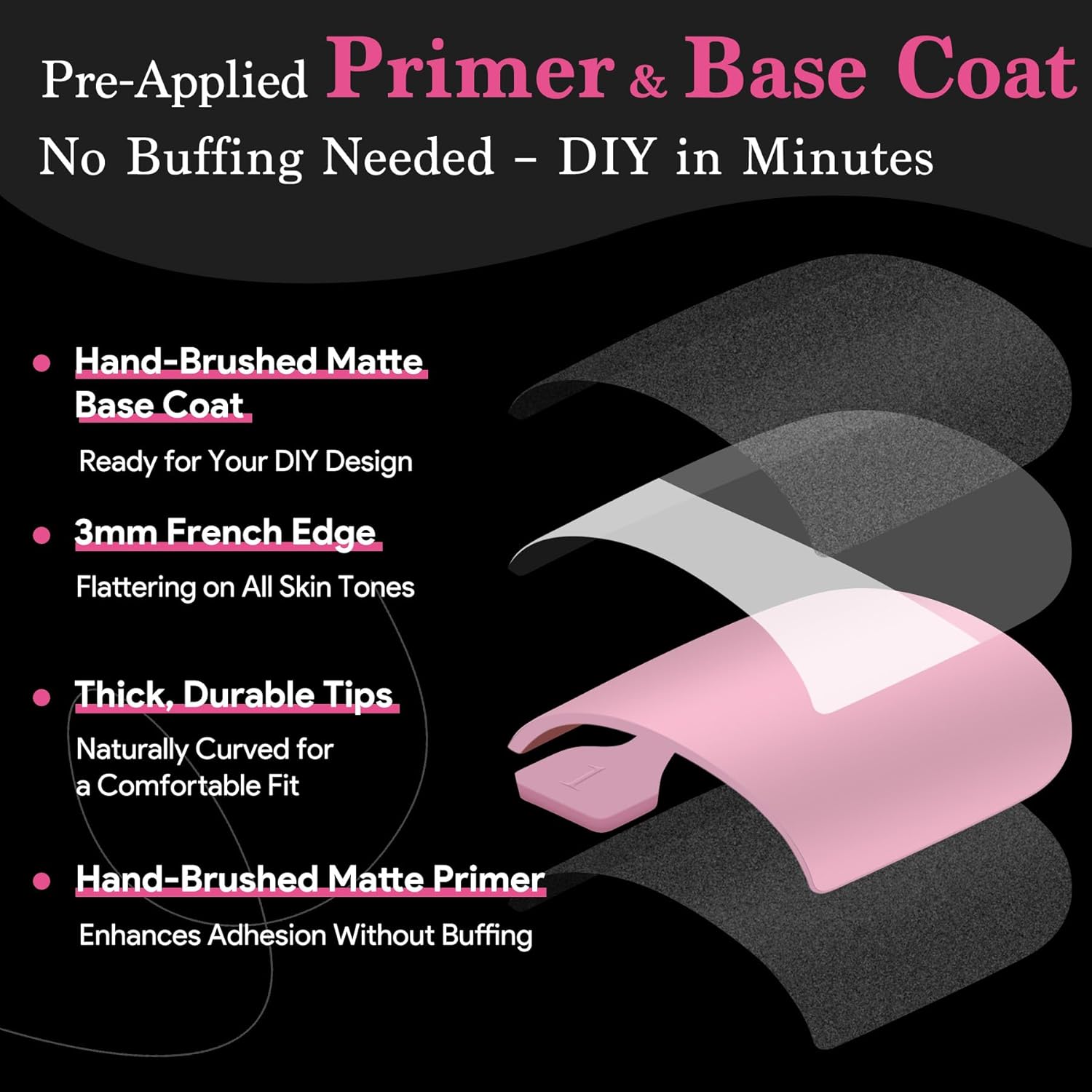 Press On Toenails for Women French Tips, Sharp Square Pre-applied Primer & Base Coat Toe Nail Press Ons Baby Pink Full Cover Fake Tips Extension 15 Sizes 270 Pcs, Builder Nail Gel & Top Coat Required-Velvo Beauty