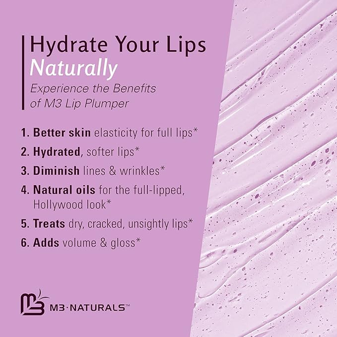 M3 Naturals Collagen Lip Plumper Clinically Proven Natural Lip Enhancer for Fuller Softer Lips Increased Elasticity Reduce Fine Lines Hydrating Plump Gloss Lipstick Primer-Velvo Beauty