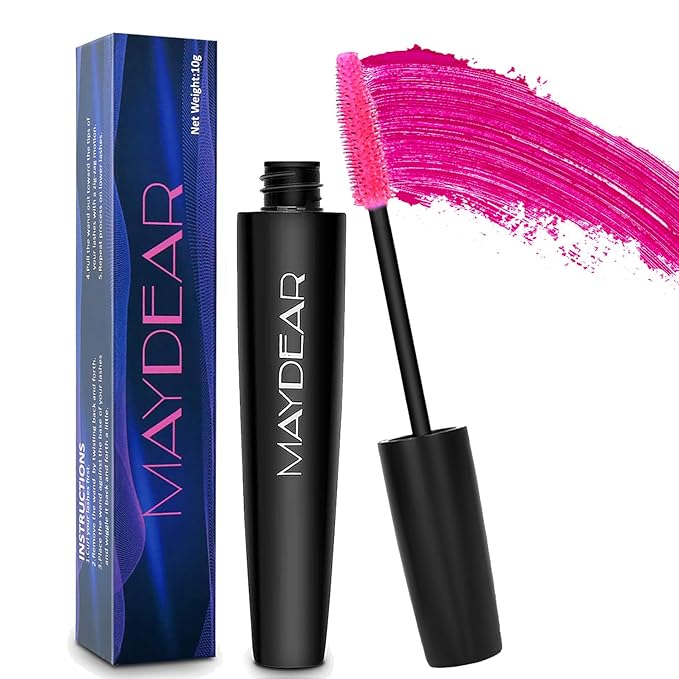 Maydear Pink Mascara for Eyelashes, Waterproof Colored Mascara Long Lasting Smudgeproof Colorful Mascara for Women Fast Dry Lengthening Eye Makeup Party Stage Use - Rose-Velvo Beauty