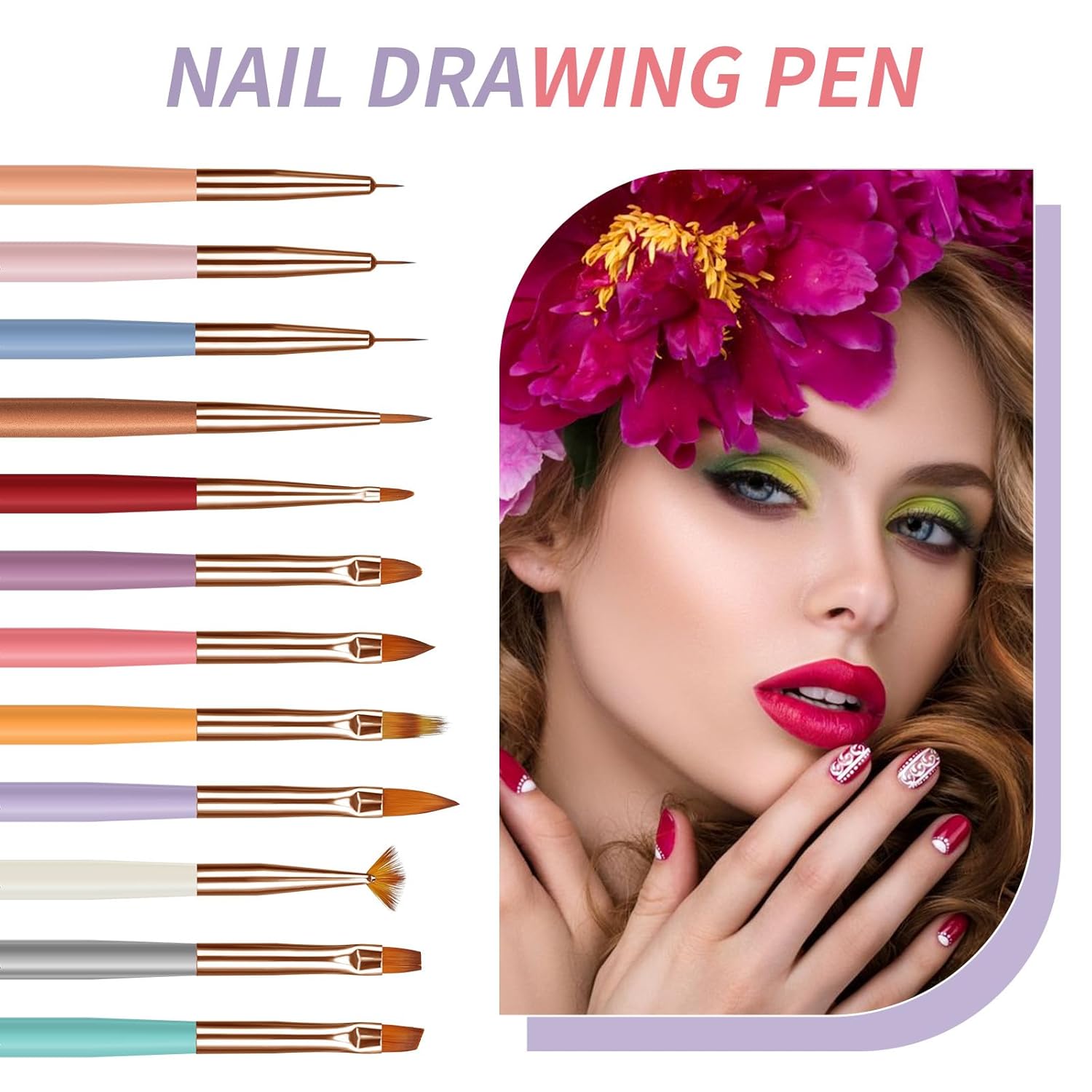 Artdone Nail Dotting Tools Double-ended Nail Art Brushes Kit Nail Art Gel Polish Liner Brushes Design Pen For Nail Drawing And Nail Paint Brushes Small Detail Brushes.-Velvo Beauty