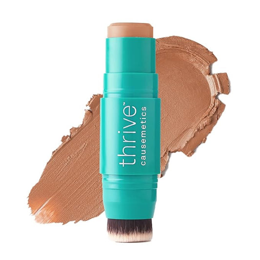 Thrive Causemetics Triple Threat Color Stick: Cream Bronzer & Contour Stick with Vitamin E, Evening Primrose Oil, Waterproof Smudge Proof Face Makeup Formula, Rhea (Light Golden)-Velvo Beauty
