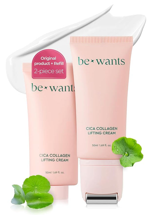 Bewants gua sha neck cream roller, korean neck cream with massage roller, rapid lift neck serum roll on, moisturizer for tightening skin with centella asiatica (2 Pack)-Velvo Beauty