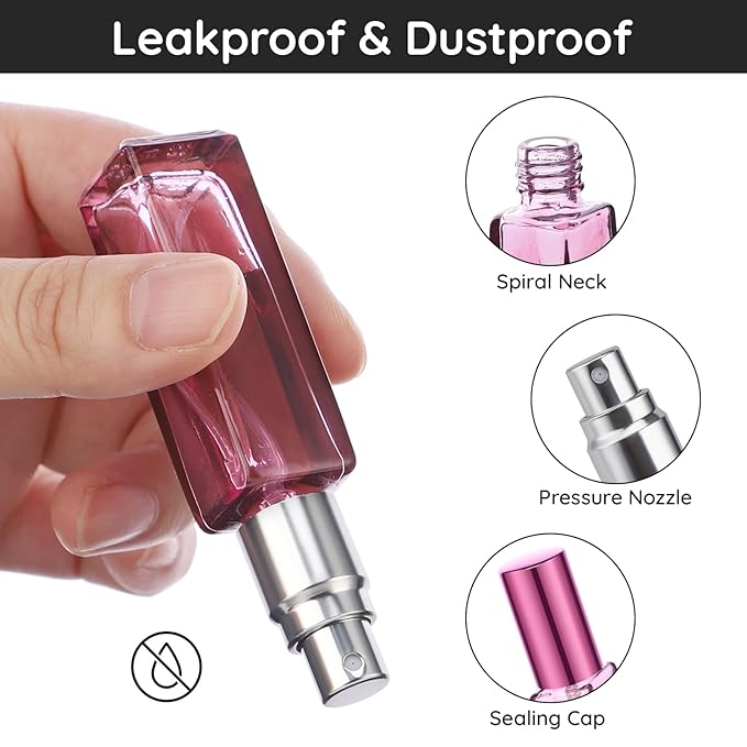 Segbeauty 5pcs Travel Refillable Atomizer, 10ML Empty Sprayer for Perfume, Mini Portable Glass Spray Bottle Dispenser for Cosmetic Accessories, Outgoing Travel Essentials-Velvo Beauty