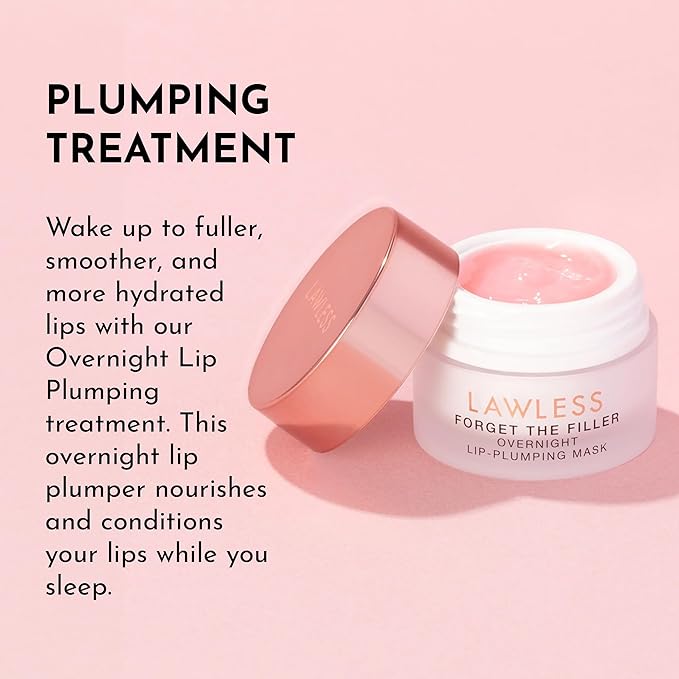 LAWLESS Forget the Filler Lip Mask - Sweet Dreams - Premium Overnight Lip Plumping Treatment with Natural Ingredients Designed to Plump, Hydrate, and Smooth Lips - 0.28 oz-Velvo Beauty