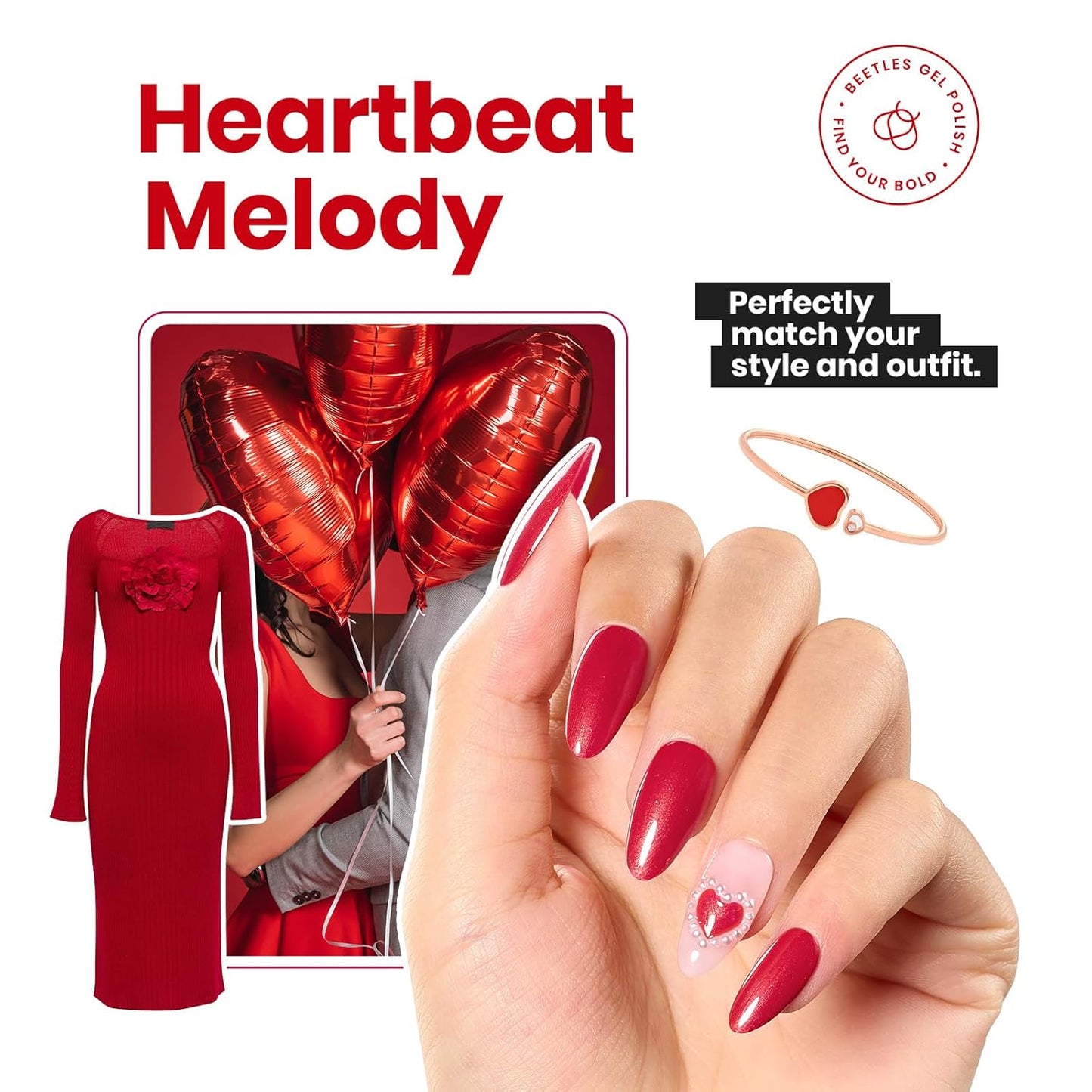 Beetles Red Nail Polish 15ML Quick Dry Glitter Fingernail Polish 4th of July DIY Salon for Women-Velvo Beauty