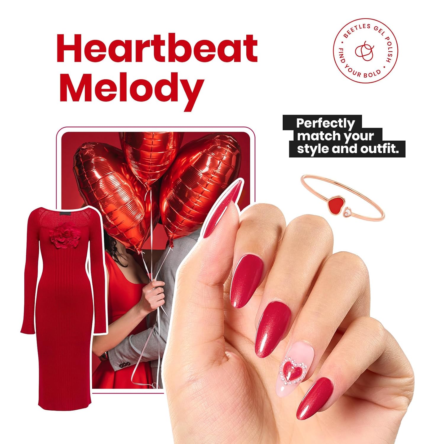 Beetles Red Nail Polish 15ML Quick Dry Glitter Fingernail Polish 4th of July DIY Salon for Women-Velvo Beauty