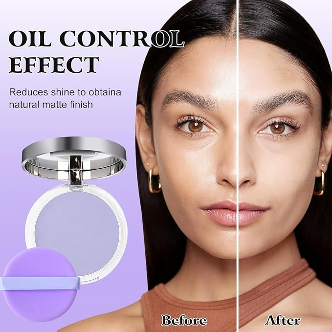Chillab Lavender Matte Powder, Gel-like Formula Oil-Control Primer & Setting Powder, Polvos Compactos Matte Powder for Silky Blurring Oil Control-Velvo Beauty