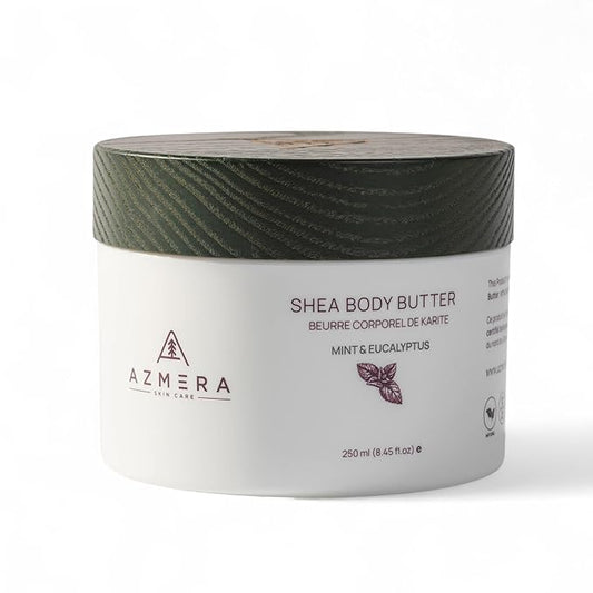 AZMERA Handcrafted Whipped Shea Body Butter – Refreshing Mint & Eucalyptus Scented Moisturizer for Dry, Sensitive Skin, Argan Oil & Vitamin E – Vegan, Non-Greasy Skincare – 8.82 oz-Velvo Beauty