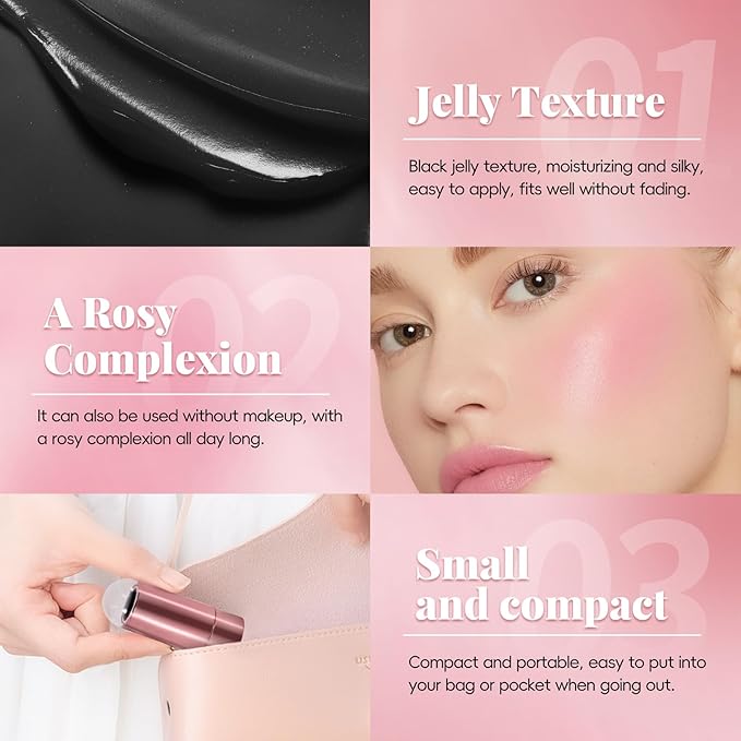 Color Changing Blush Stick for Cheek Lip, Black to Pink Jelly Clear Blush PH Temperature Change Magic Cream Blush Tinted, Lightweight Long Lasting Dewy Natural Glow Makeup for All Skin Tones-Velvo Beauty