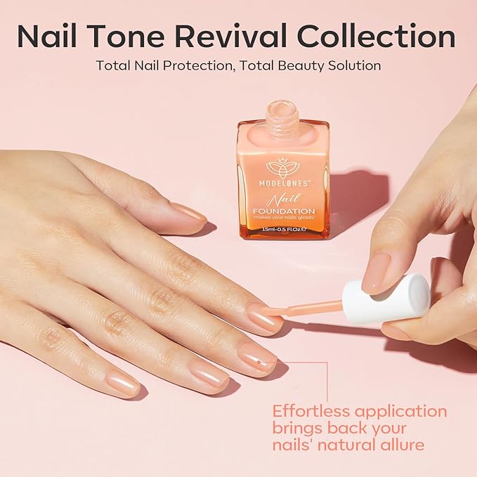 modelones Nail Strengthener Jelly Nude Nail Repair for Damaged Nails Strengthening Polish 15ml Nail Growth and Strengthener Natural Concealer Foundation Nail Care Gifts for Women-Velvo Beauty