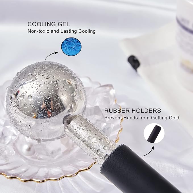 Ice Globes for Face & Eyes, Unbreakable Stainless Steel Cryo Sticks for Beauty Routines, Facials Cold Roller Cooling Globes for Puffiness, Wrinkles, Dark Circles, Headaches-Velvo Beauty