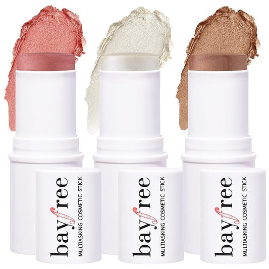 KIMUSE Multi Stick Trio Face Makeup, Cream Blush Stick for Cheeks & Lips, Contour Stick & Highlighter Makeup Sticks for All Skin-Velvo Beauty