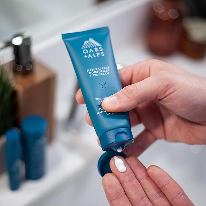 Oars + Alps Men's Skin Care Kit, Gift Set Includes Face Wash, Eye Roller, and Moisturizer, Vegan and Gluten Free, Travel Size & TSA Approved, 3 Items Total-Velvo Beauty