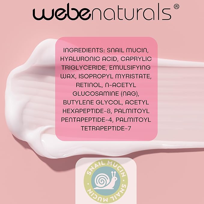WEBE Hydration Snail Mucin Moisturizer – Hydrating Face Cream with Hyaluronic Acid, Retinol & Peptides for Smoother, Youthful-Looking Skin-Velvo Beauty