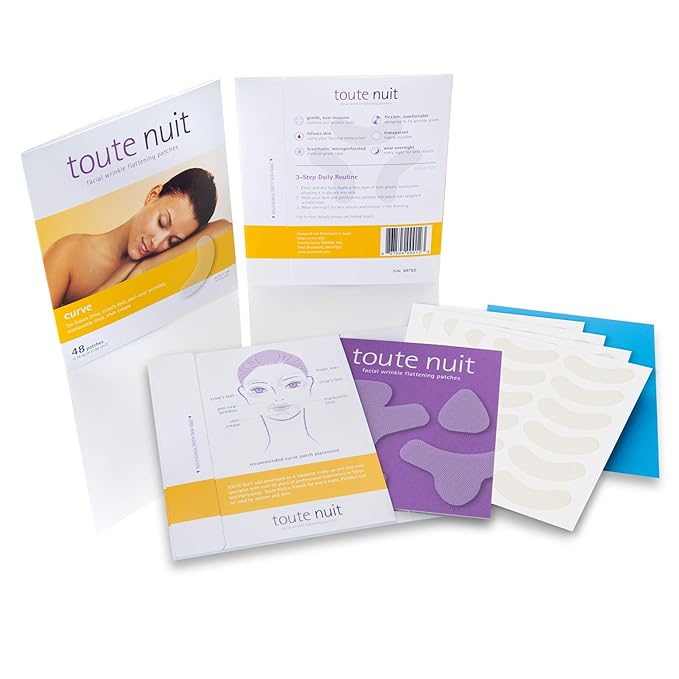 Toute Nuit Wrinkle Patches – Curve – Face Tape for Forehead, Eyes & Lips – Hypoallergenic Anti Wrinkle Patches – 48 Count, Made in USA-Velvo Beauty