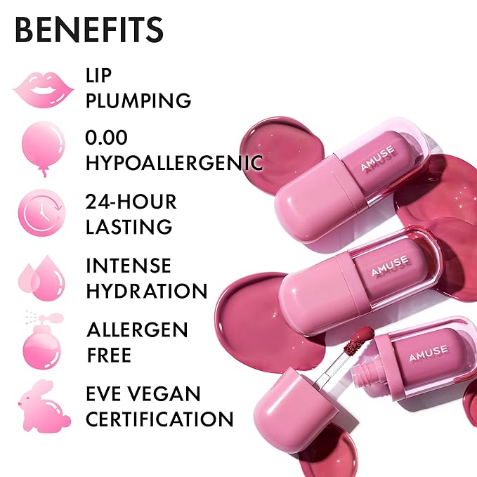 Amuse SEOUL BEBE TINT - 01 BOKSOONGA LOVE | 24-hour Long-lasting Lip Stain, Plumping, Hydrating, Moisturizing, No Peel Off, Lip Care, Treatment, Non Sticky, Korean Lip Tint for Dry Lips-Velvo Beauty