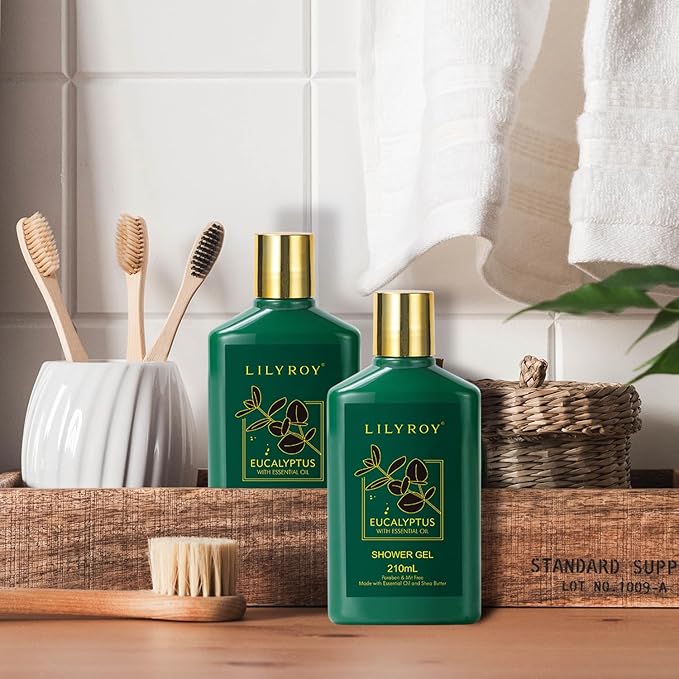 Mothers Day Spa Gift Basket for Women 9 Pieces Premium Eucalyptus Bath & Body Care Kit for Women & Men, Holiday Gift for Christmas, Valentine's Day, Father's Day, Birthday with Shower Gel & More-Velvo Beauty