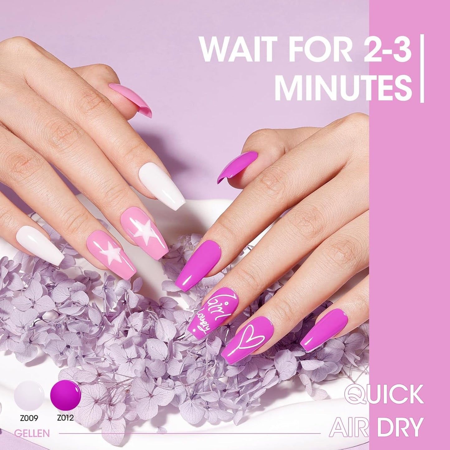 GELLEN Light Purple Nail Polish, Mauve Nail Polish 6 Colors Lavender Purple Set for Girls Women Home Salon Fall Winter, No UV Light Needed, Not UV Gel, Hema Free, Non-toxic-Velvo Beauty