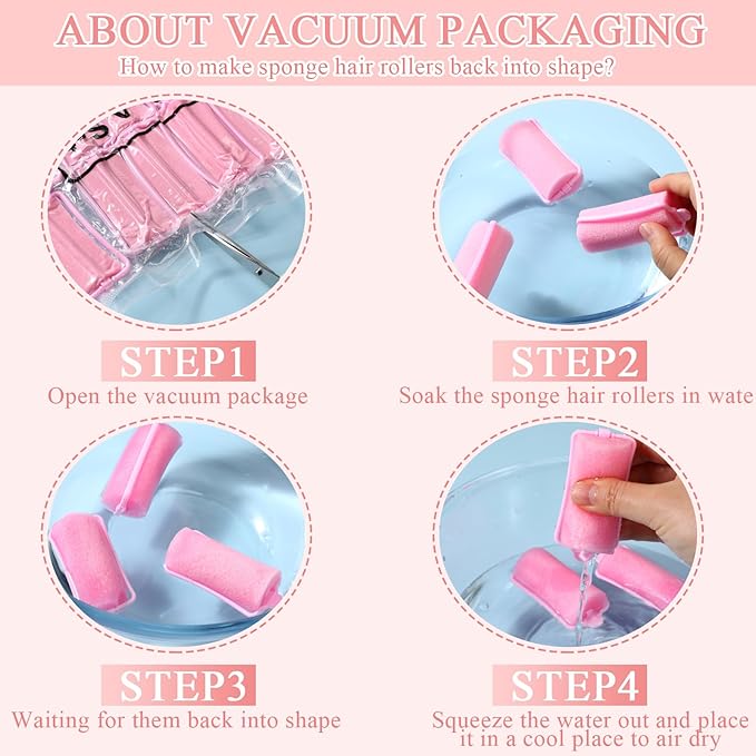 Geyoga 18 Pieces Sponge Hair Rollers Large Soft Foam Hair Styling Curlers Large Size Hairdressing Curlers for Women(1.4 x 2.6 Inches,Pink)-Velvo Beauty