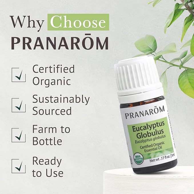 Pranarom - USDA Certified Organic Eucalyptus Globulus Essential Oil 5ml - Wellness Enthusiasts - Aromatherapy - Certified Organic Purity - 100% Pure, Non-GMO, Vegan-Velvo Beauty