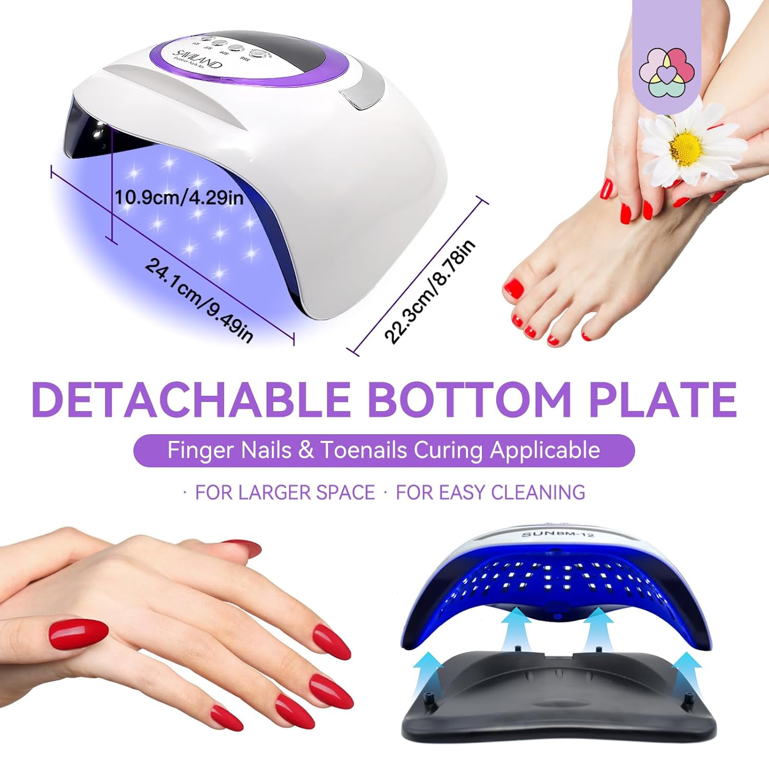 SAVILAND 300W U V LED Nail Lamp: Motion Sensor Nail Dryer Super Fast Curing U V Light for Gel Nails with 72 Beads 4 Timers Dual Light Sources Nail Lamp for Nail Salon Manicure Gift for Women-Velvo Beauty