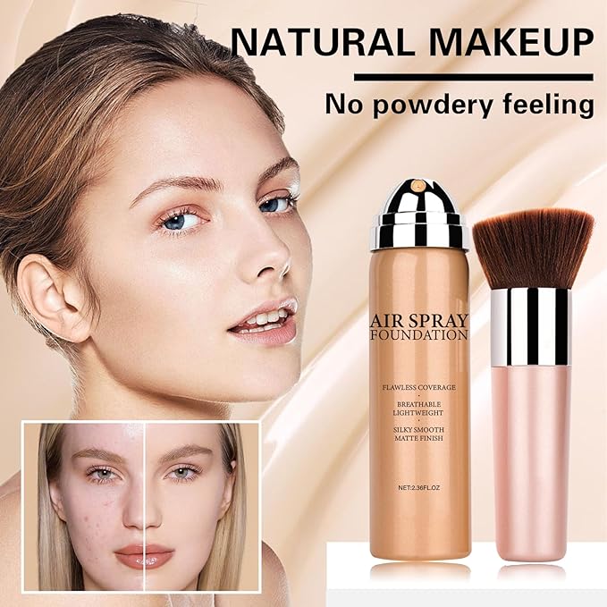 Airbrush Foundation Makeup Spray for Mature Skin Silk Lightweight Airbrush Flawless Setting Spray Foundation Makeup（02# Beige）-Velvo Beauty