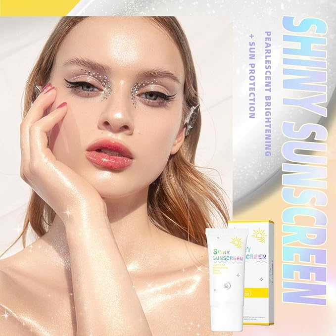 Shimmer Face Primer with Sunscreen, SPF 30, Highlighting Fine Glitter Brightening + Sun Protection, Moisturizing Sunscreen, Natural & Refreshing, Oil-Controlling,Non-Greasy Isolation Primer-Velvo Beauty