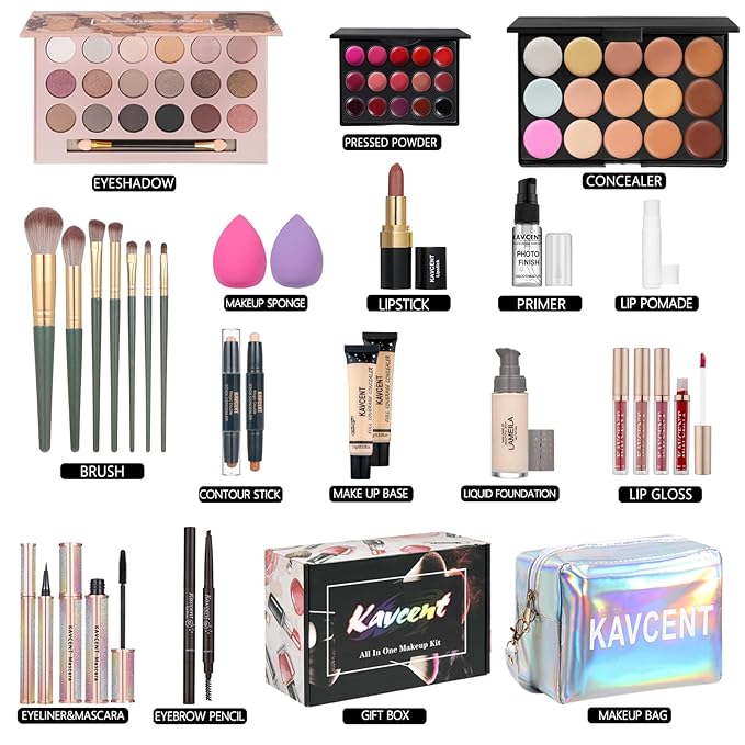 Makeup Sets for Teens Makeup Kit for Women Full Kit Makeup set Makeup Kit Eyeshadow Palette Foundation Mascara Contour Lipgloss Makeup Teenager Gift-Velvo Beauty