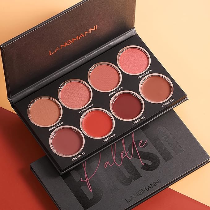 8 Colors Blush Palette, Matte Light Luxury Blush Powder Bright Shimmer Face Blush, Contour and Highlight Blush Palette, Professional Facial Beauty Cosmetic Makeup Blush-Velvo Beauty