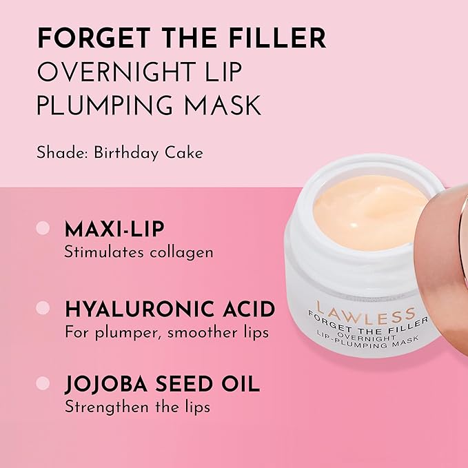 LAWLESS Women's Forget The Filler Overnight Lip Plumping, Birthday Cake, 0.28 Ounce-Velvo Beauty