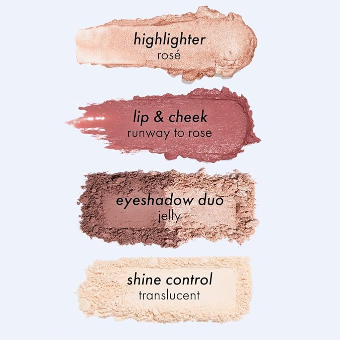 Subtl Beauty 4-in-1 travel makeup kit by subtl staks | eyeshadow duo, shine control powder, cream highlighter, lip and cheek | includes mirror lid and mini brush | stackable makeup designed for travel-Velvo Beauty