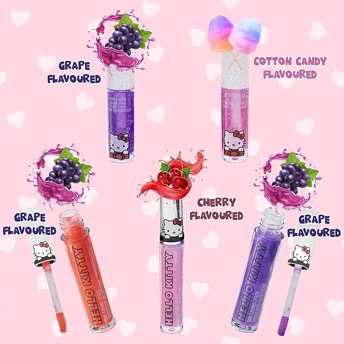 Hello Kitty - Townley Girl Train Case Cosmetic Makeup Set Includes Lip Gloss, Eye Shimmer, Nail Polish, Hair Accessories & More! For Girls, Ages 3+ Perfect for Parties & Makeovers-Velvo Beauty