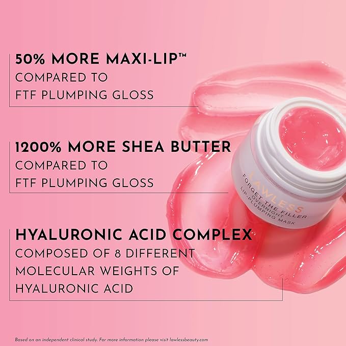 LAWLESS Women's Forget The Filler Overnight Lip Plumping, Sweet Daisy, Pink, 0.28 Ounce-Velvo Beauty