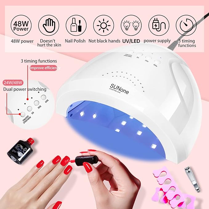 Gel Nail Polish Kit for Women with 6 Colors Extension Poly Nail Gel set, 48W UV Lamp, 12pcs nail polish set with Base Coat and Top coat,Professional Manicure Tool for Home DIY Salon-Velvo Beauty