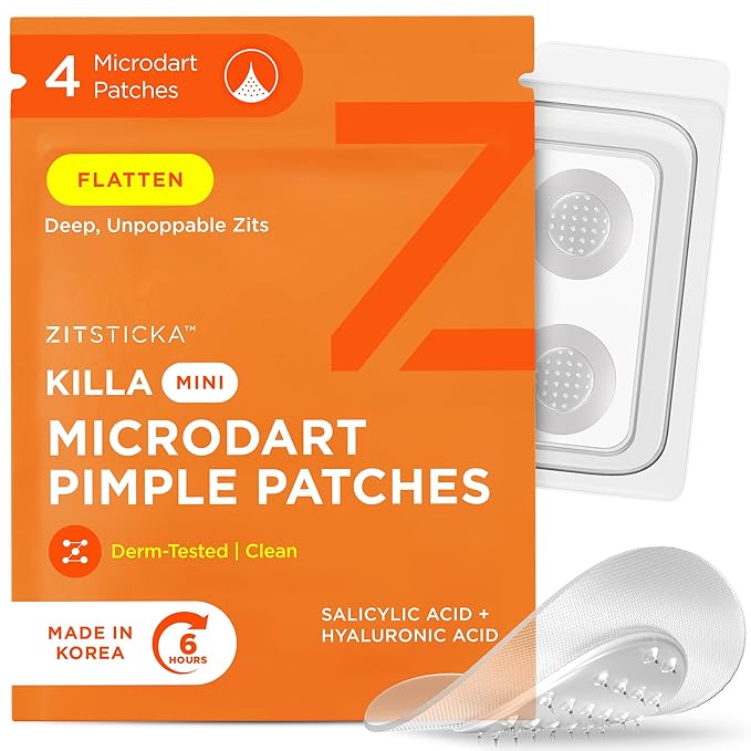 ZitSticka Killa Pimple Patches for Face - World's Most Potent Pimple Patch with Fast-Acting Microdarts - Starts Working within 6 Hours for Deep, Early-Stage Zits - Mini 4 Count-Velvo Beauty