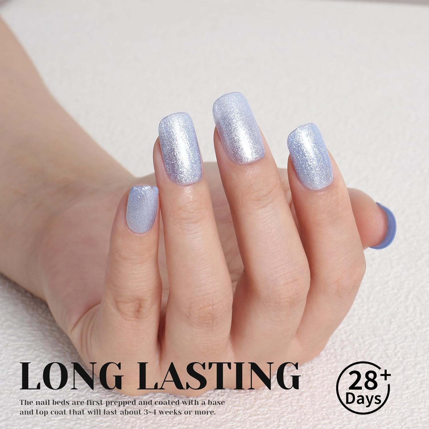 Grey Blue Metallic Glitter Gel Polish, 15ml UV/LED Soak Off Gel Nail Polish for Manicure Salon or DIY Nail Art at Home,Women Girls Gifts - GP0096-Velvo Beauty
