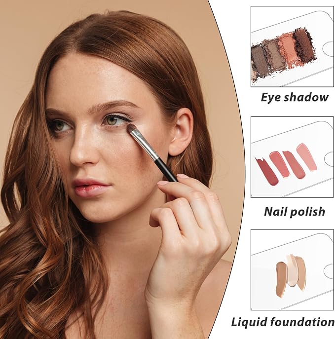 3 Pcs Acrylic Makeup Palette with 3Pcs Makeup Spatula, Makeup Palette Tray Apply for Foundation Eye Shadow Lipsticks Nail Art Professional Pigment Blending-Velvo Beauty