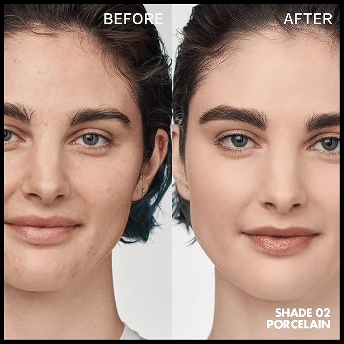 FOCALLURE 2 Pcs Liquid Foundation, Skin Evolution Foundation + Concealer, Full Coverage Foundation Makeup, Durable, Waterproof, Oil-Control, Hides Wrinkles & Lines, Porcelain-Velvo Beauty