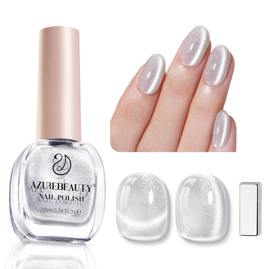 AZUREBEAUTY Cat Eye Nail Polish Fast Drying Silvery Glitter Nail Polish Moonlight Natural Glassy Shine Salon Quality for Women Girl Gifts-Velvo Beauty