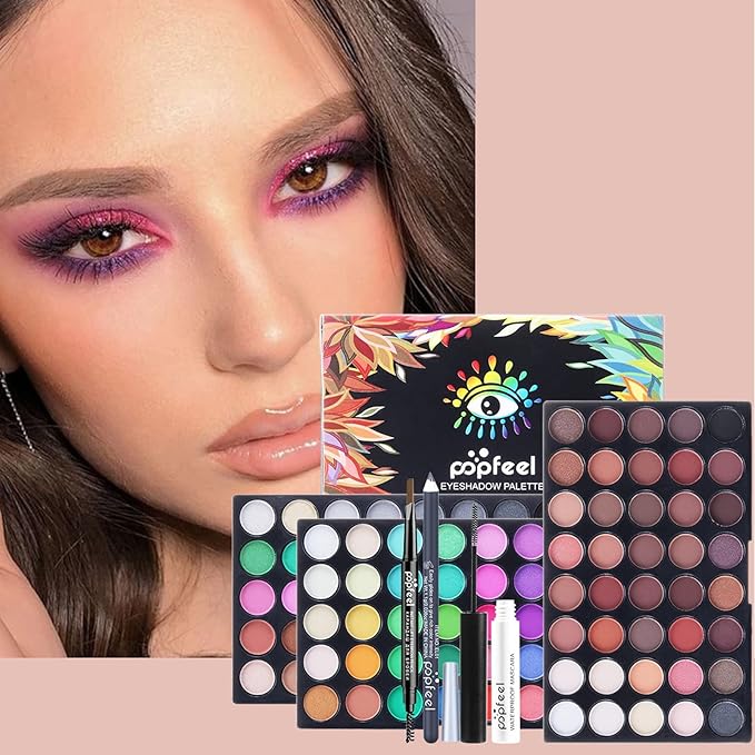 All-in-one Holiday Makeup Gift Set | Full Makeup Kit for Women Essential Starter Bundle Include Eyeshadow Palette Lipstick Blush Cream Concealer Face Powder Eyeliner Mascara Lipgloss Brush-Velvo Beauty