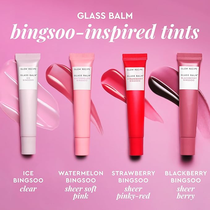 Glow Recipe Glass Balm Lip Treatment - 12Hr Hydrating Lip Balm & Moisturizer with Hyaluronic Acid to Smooth, Plump & Protect from Dryness - Sheer Soft Pink Tint, Watermelon Bingsoo (15 ml)-Velvo Beauty